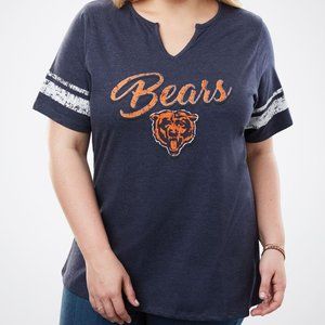 CHICAGO BEARS NFL WOMENS SHORT SLEEVE NOTCH NECK TOP NEW NIP SIZE L 14 16 NEW WI